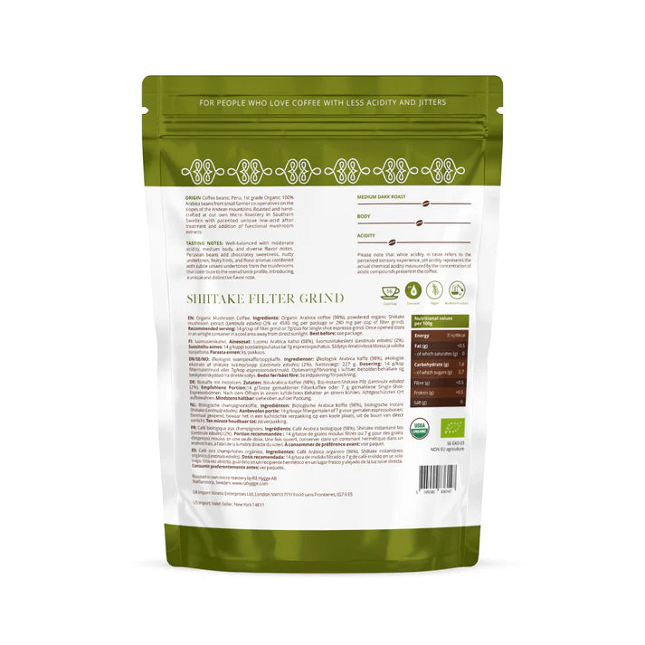 Shiitake Mushroom Coffee Filter ground 227 g  8 oz - Ra Hygge Ingredients