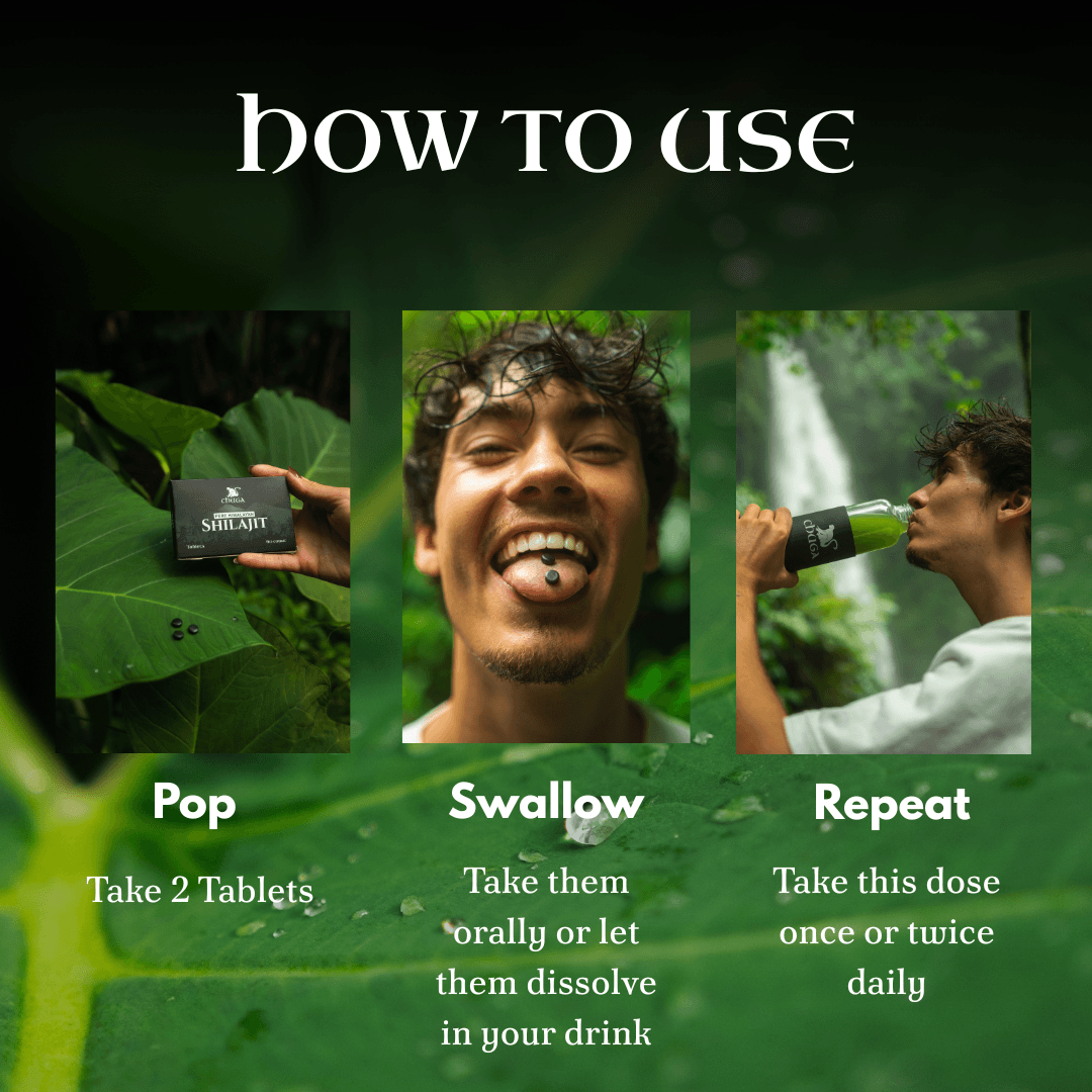 how to use Himalayan Shilajit tablets supplement: pop, swallow, repeat for daily wellness.