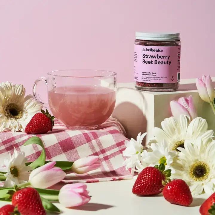 Strawberry Beet Beauty – Superfood Tea Blend (65g) | Lake & Oak