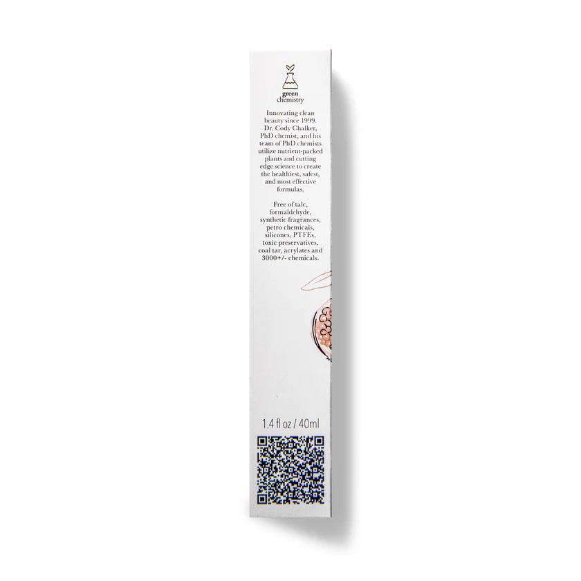 Product packaging with a QR code on a white background