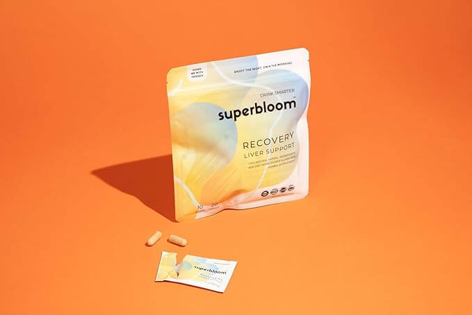Superbloom Recovery Liver Support | Liver Detox with DHM, Turmeric, Milk Thistle | 10 Sachets, 20 Capsules | Enjoy The Night, Own The Morning-Live in the Light Naturally Ltd
