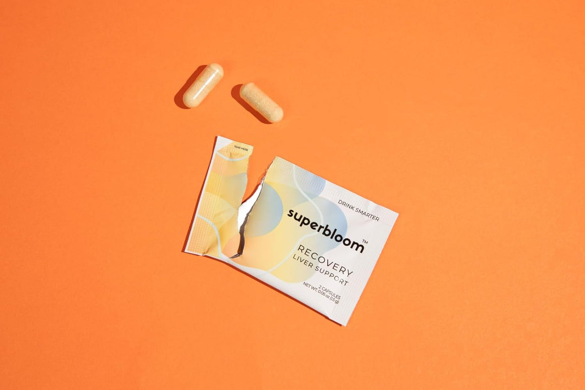 Superbloom Recovery Liver Support | Liver Detox with DHM, Turmeric, Milk Thistle | 10 Sachets, 20 Capsules | Enjoy The Night, Own The Morning-Live in the Light Naturally Ltd