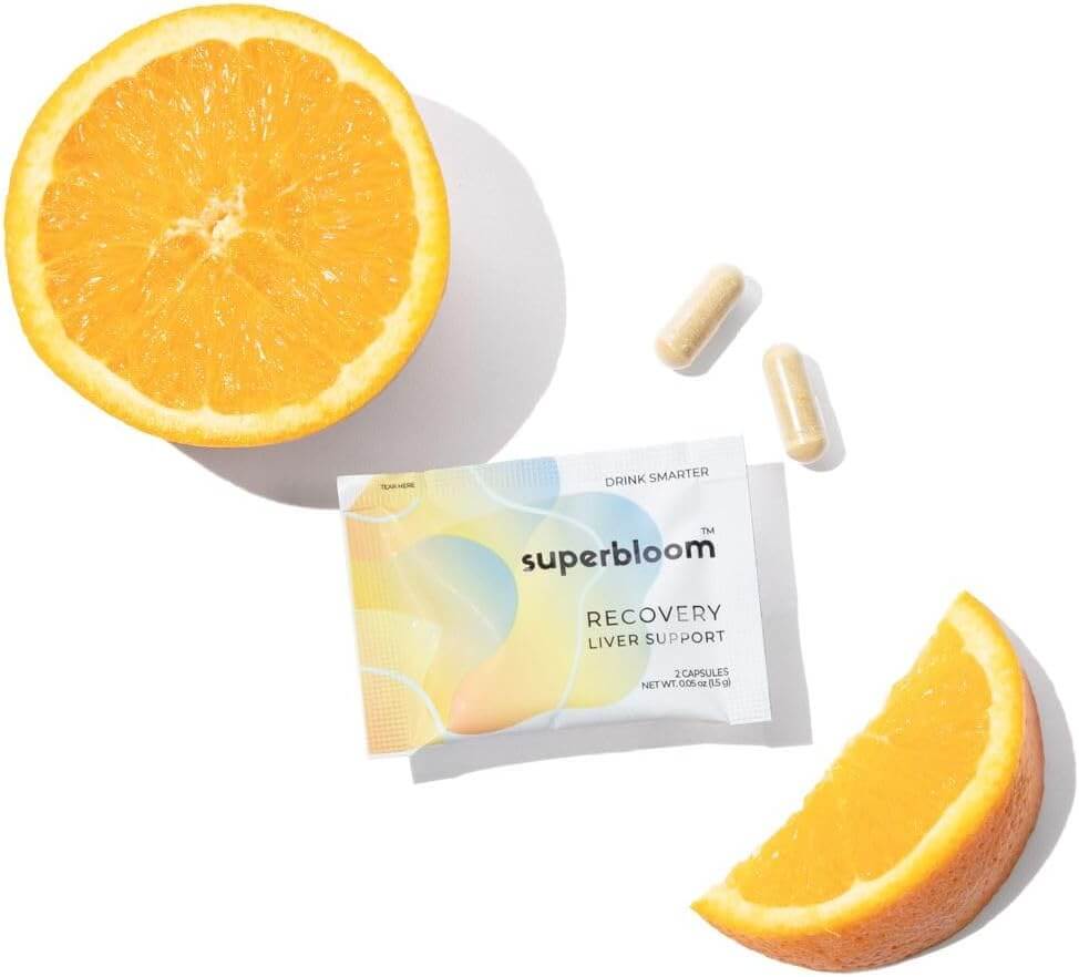 Superbloom Recovery Liver Support | Liver Detox with DHM, Turmeric, Milk Thistle | 10 Sachets, 20 Capsules | Enjoy The Night, Own The Morning-Live in the Light Naturally Ltd