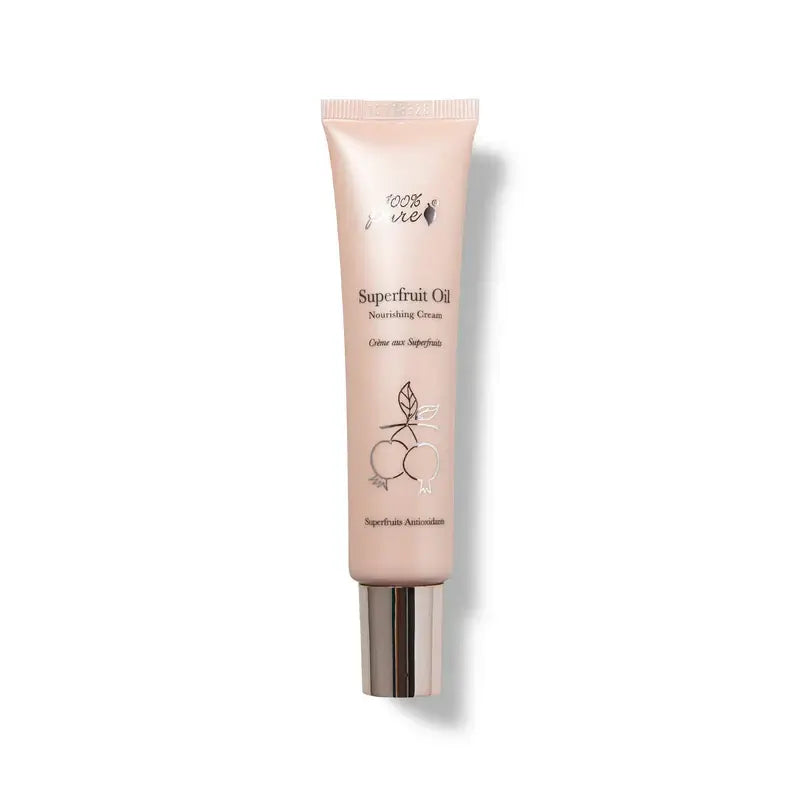 Tube of Superfruit Oil Nourishing Cream on a white background