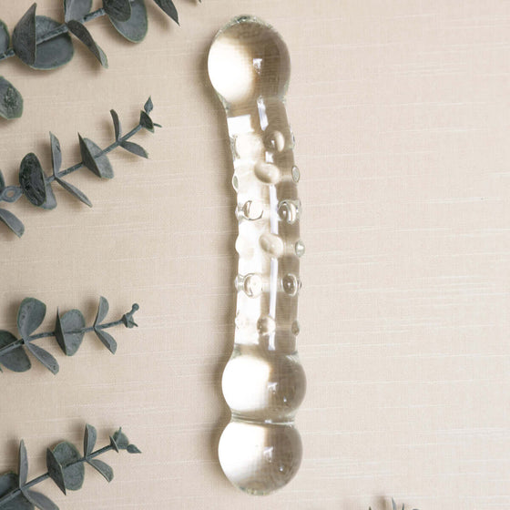 Tansy Dew Drops Glass Dildo – 7.5” Textured Borosilicate Glass