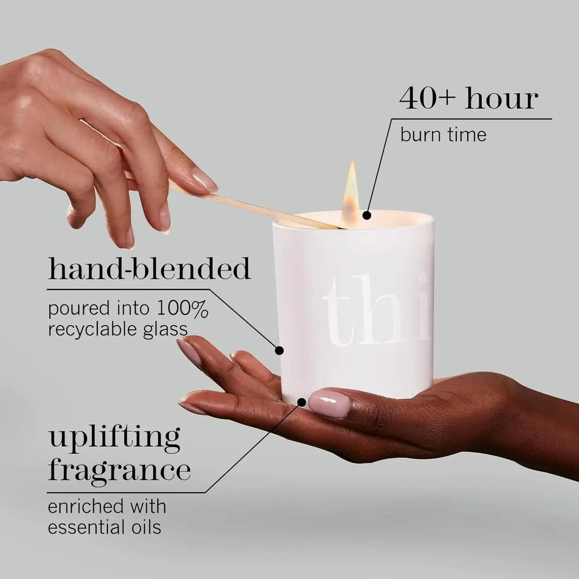 This Works Lavender & Roman Chamomile Scented Candle with hand-blended quality, 40+ hour burn time, and uplifting fragrance.