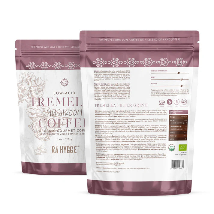 Beauty Mushroom Filter Coffee - Snow Fungus (Tremello) & Maitake - 8oz 227 g Ra Hygge