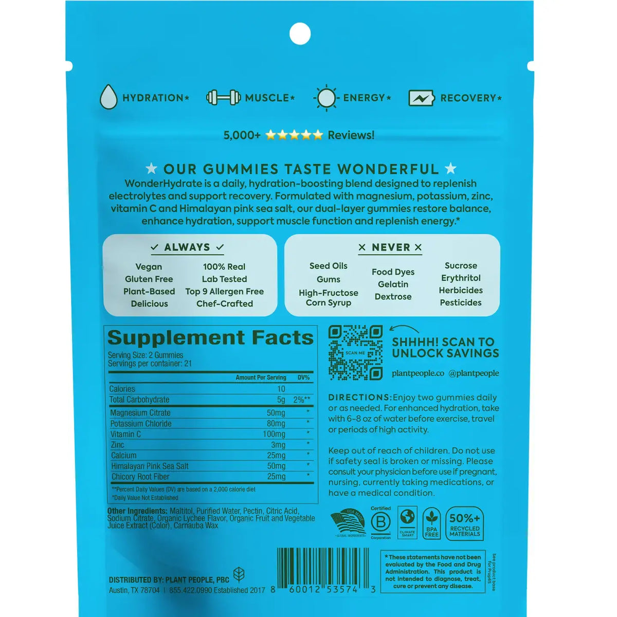 Wonderhydrate Electrolyte Gummies