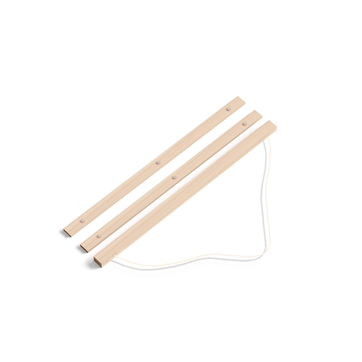 Two wooden sticks with a string on a white background