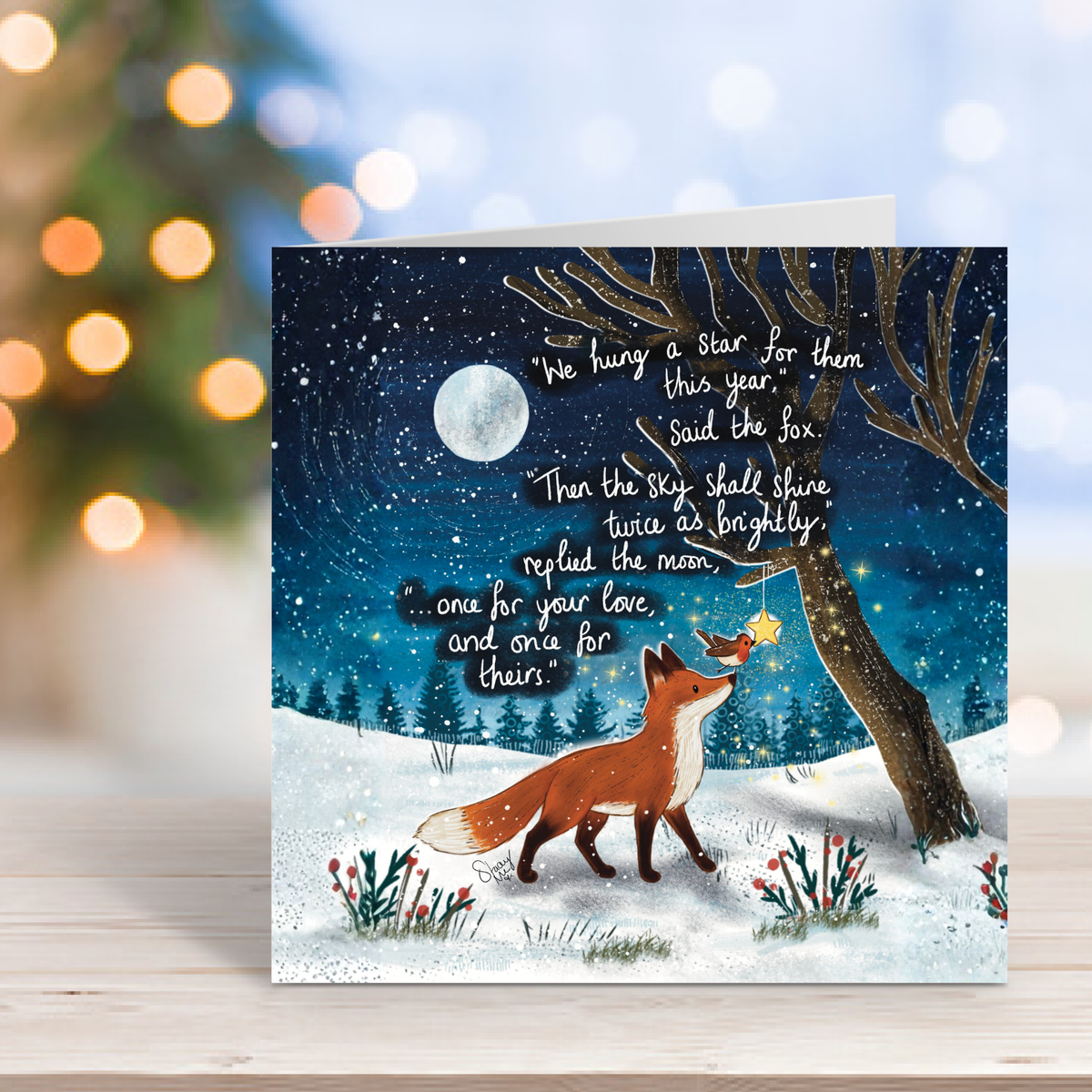 "Twice As Bright" - Christmas Card by Fox Under The Moon