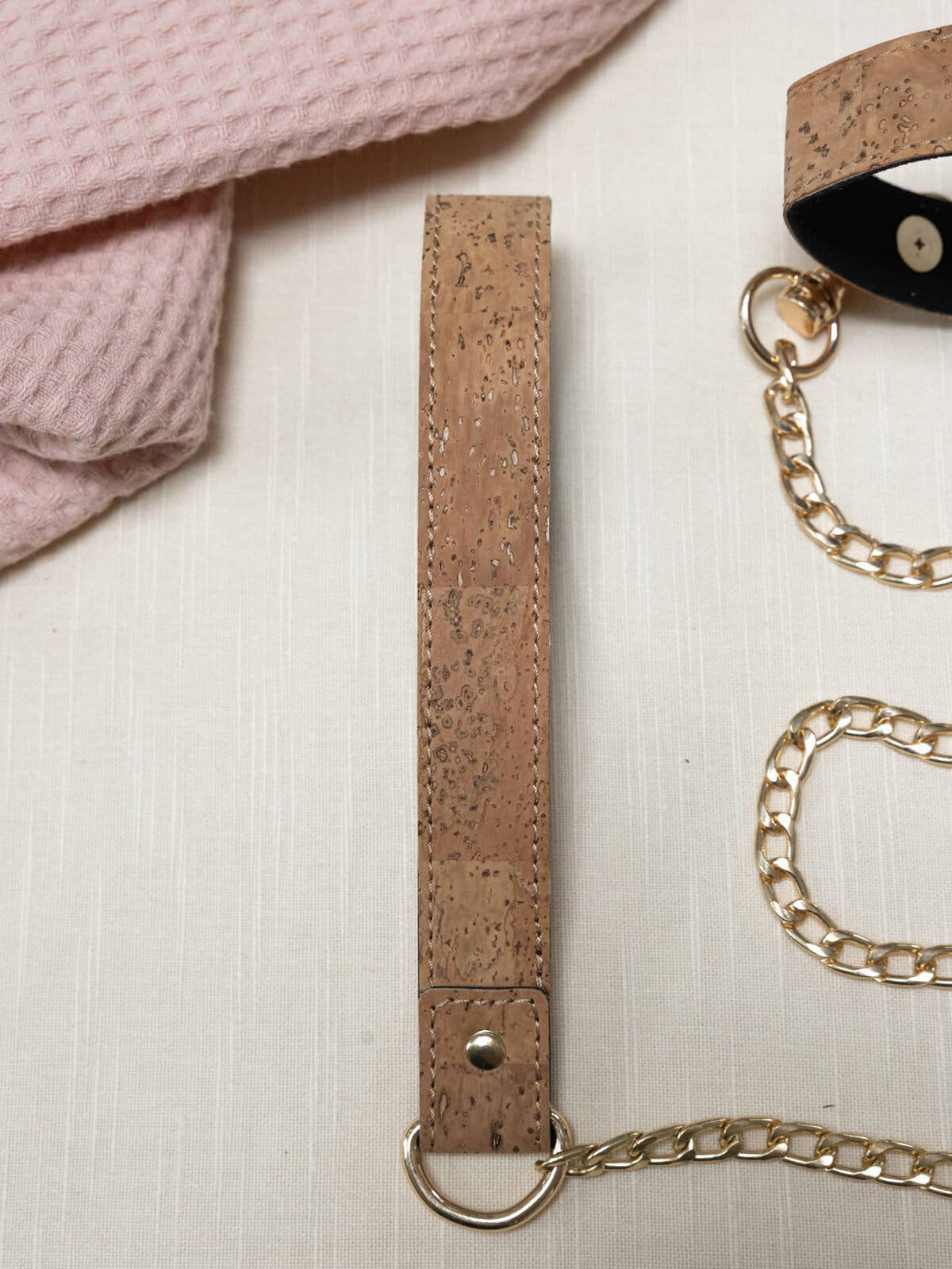 Camellia ~ Cork Leather Bondage Choker with Leash