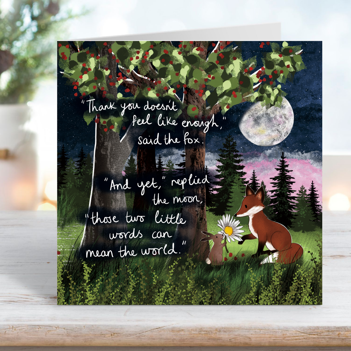 'Thank You' - Fox Under The Moon Thank You Card