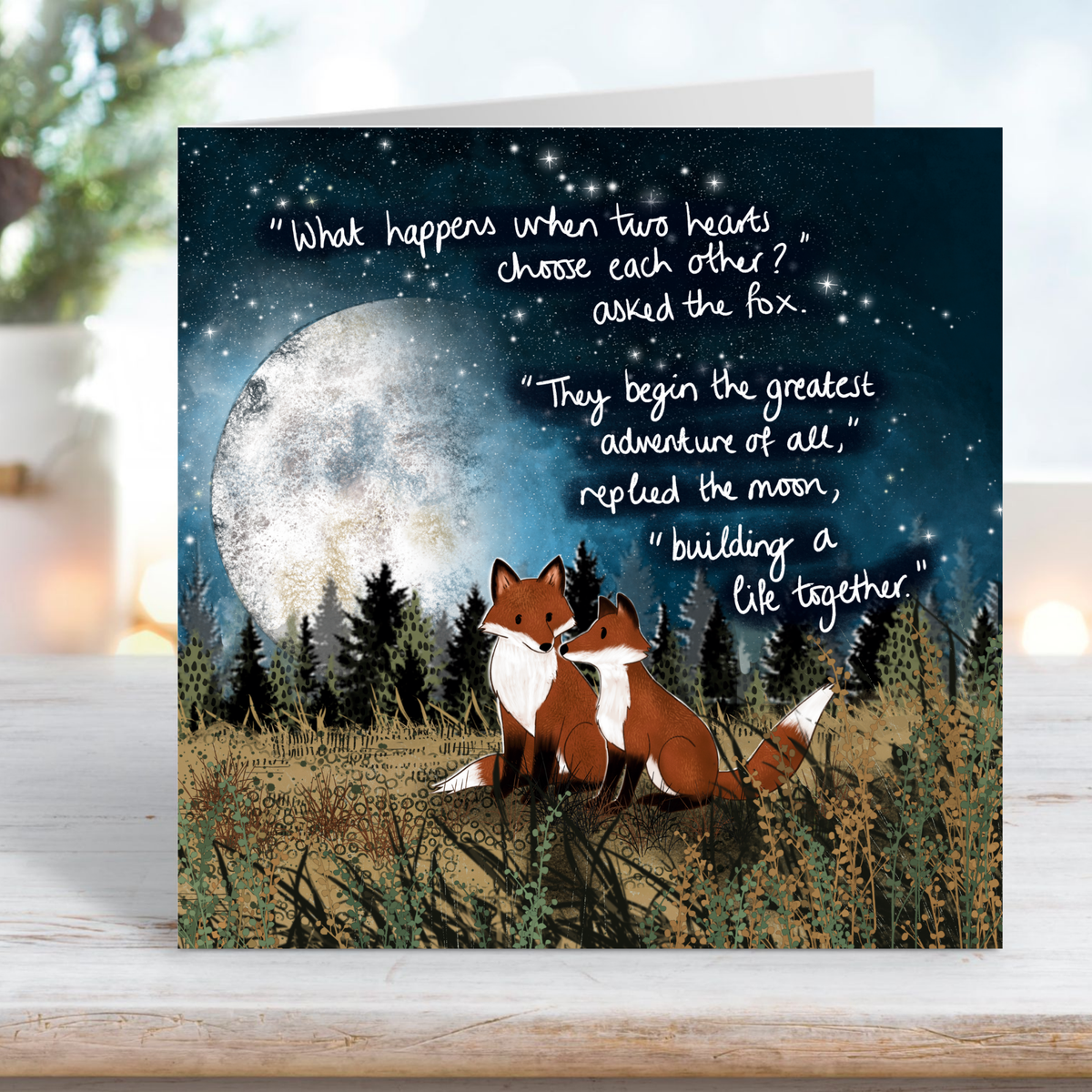 'Hearts Choose' - Fox Under The Moon Wedding Engagement Card