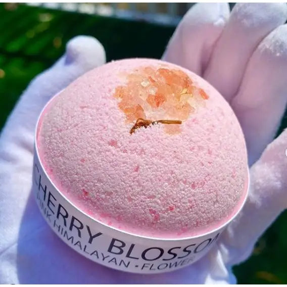 Cherry Blossom and Himalayan Salt Large Bath Bomb - 8oz-Pure Drop-Live in the Light Naturally Ltd