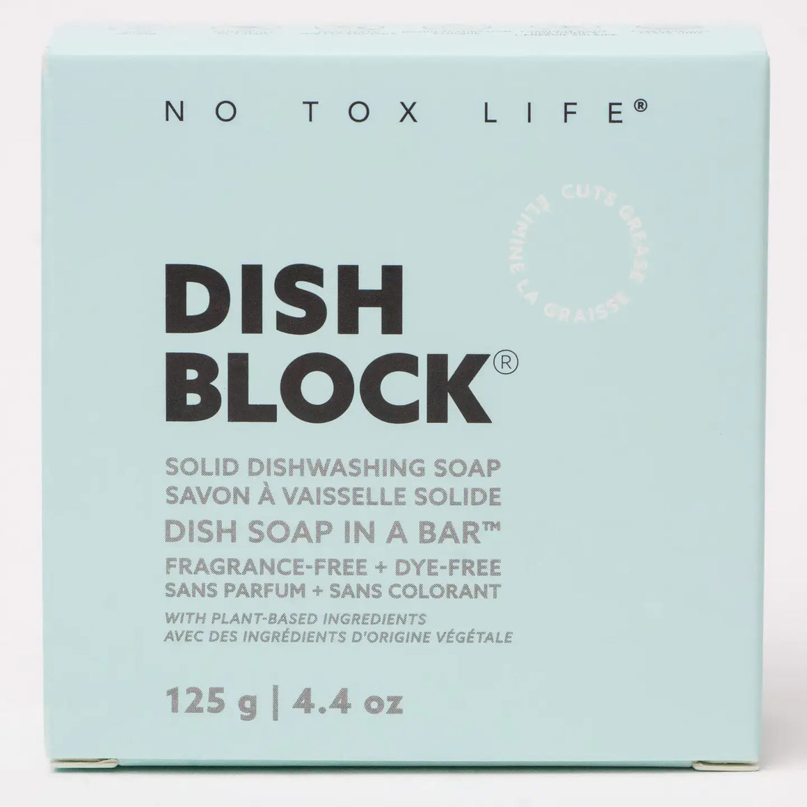 Dish Block® Solid Dish Soap 4.4oz | 125g Fragrance Free - No Tox Life