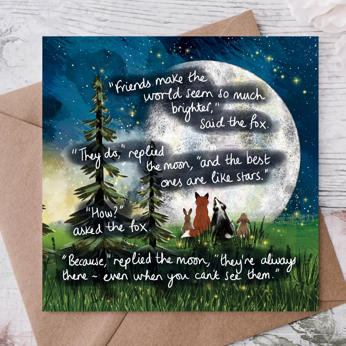 'Friends Are Stars' - Fox Under The Moon Friendship Card