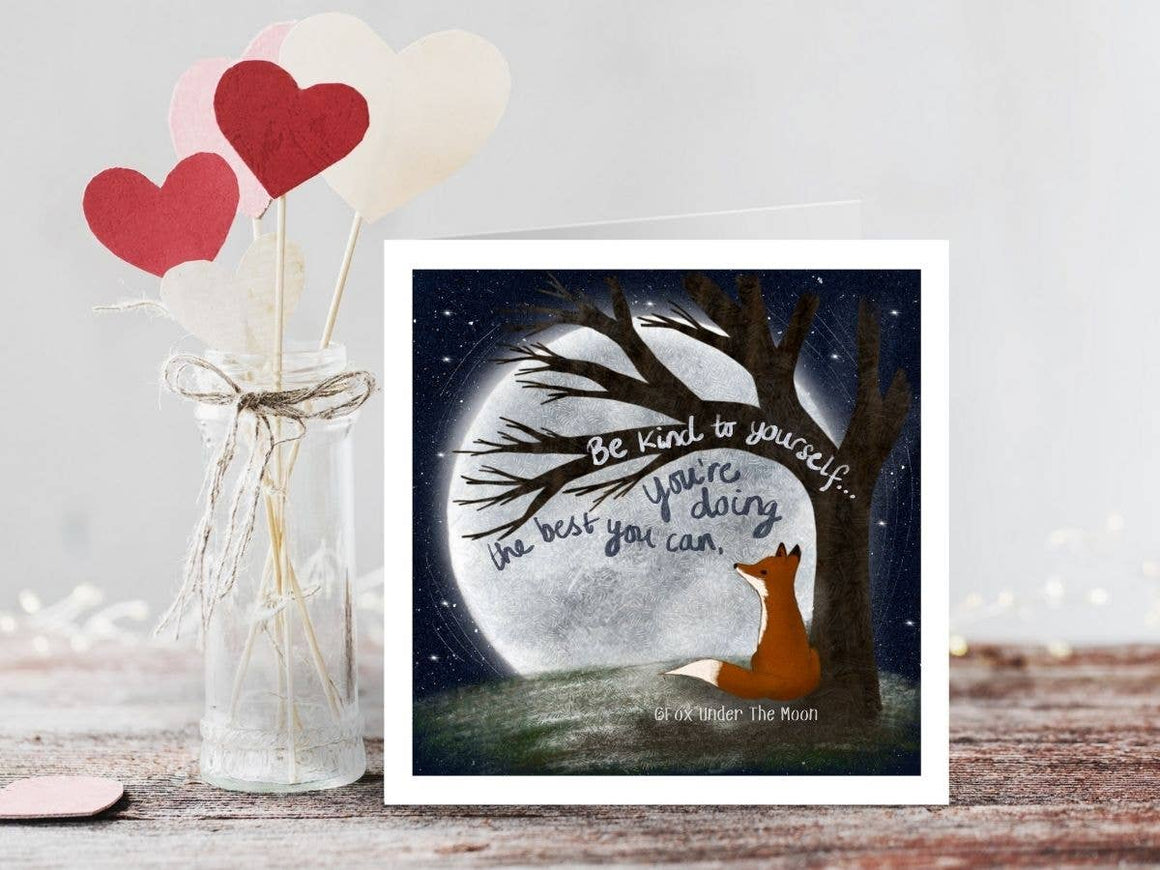 'Be Kind to Yourself' Encouragement Card Fox Under The Moon