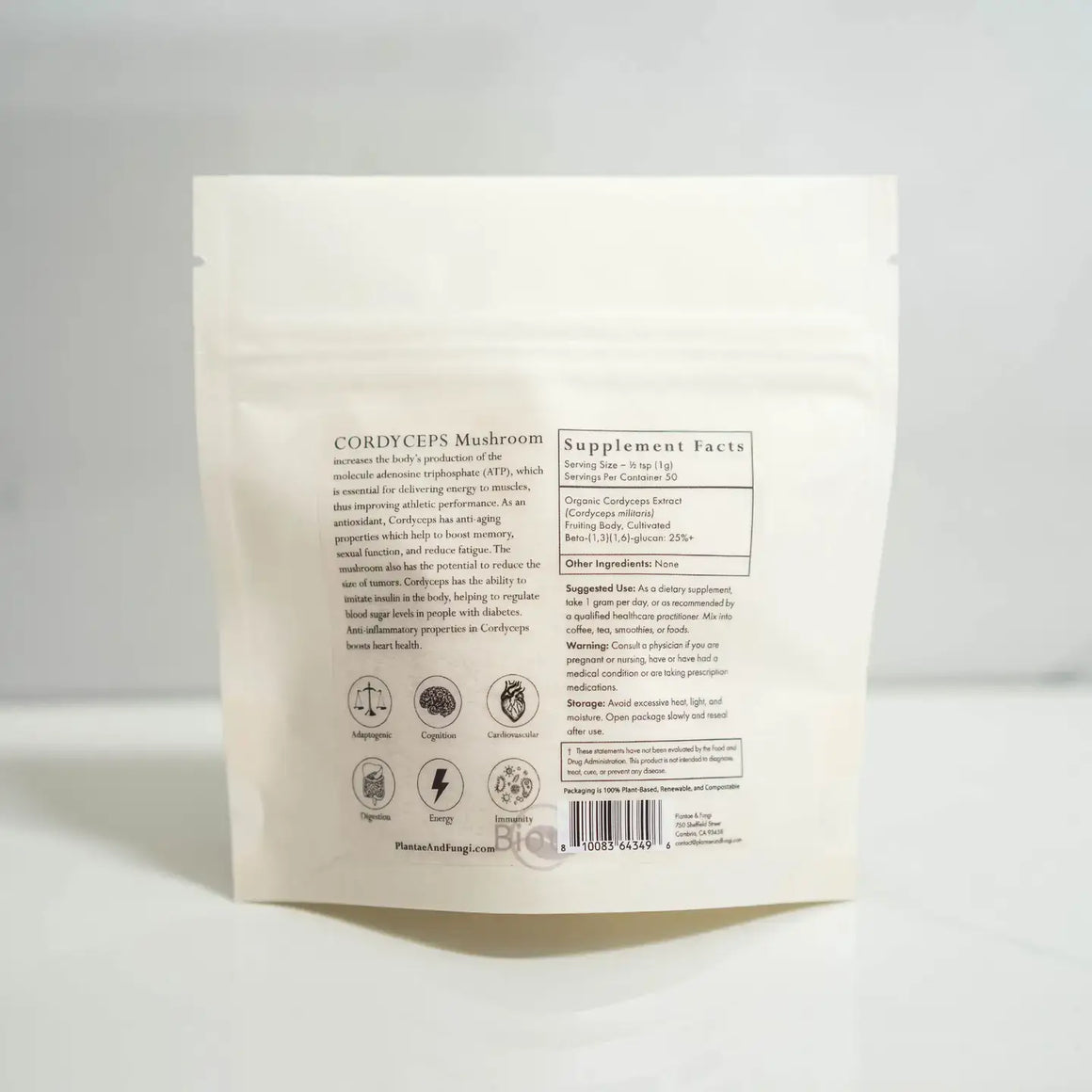 Cordyceps Mushroom Powder - Organic 1:1 Extract