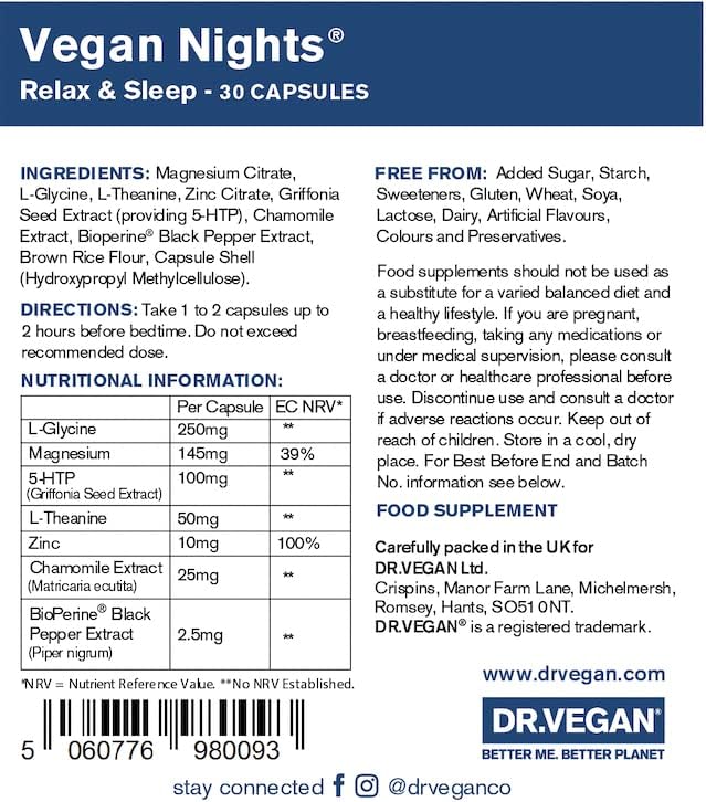 DR.VEGAN Nights Relax & Sleep 30 Capsules