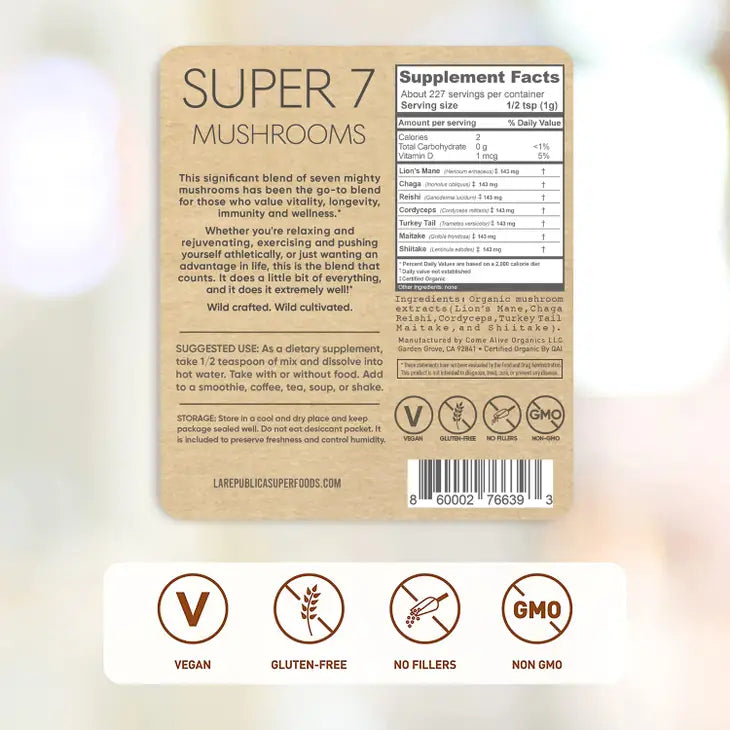 Super 7 Mushroom Extract Powder - La Republica