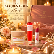 The Golden Hour gift set with Radiant Love Butter 30ml, Radiant Love Lube 50ml and Rose Glow Lover Lips 5ml