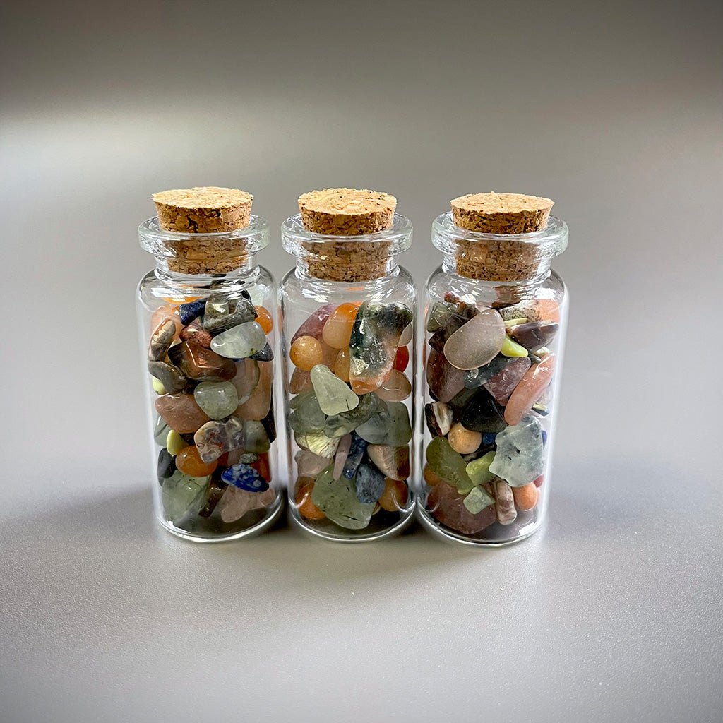 Grandes bouteilles de souhaits en cristal de pierres précieuses x 3 - Mélange de confettis