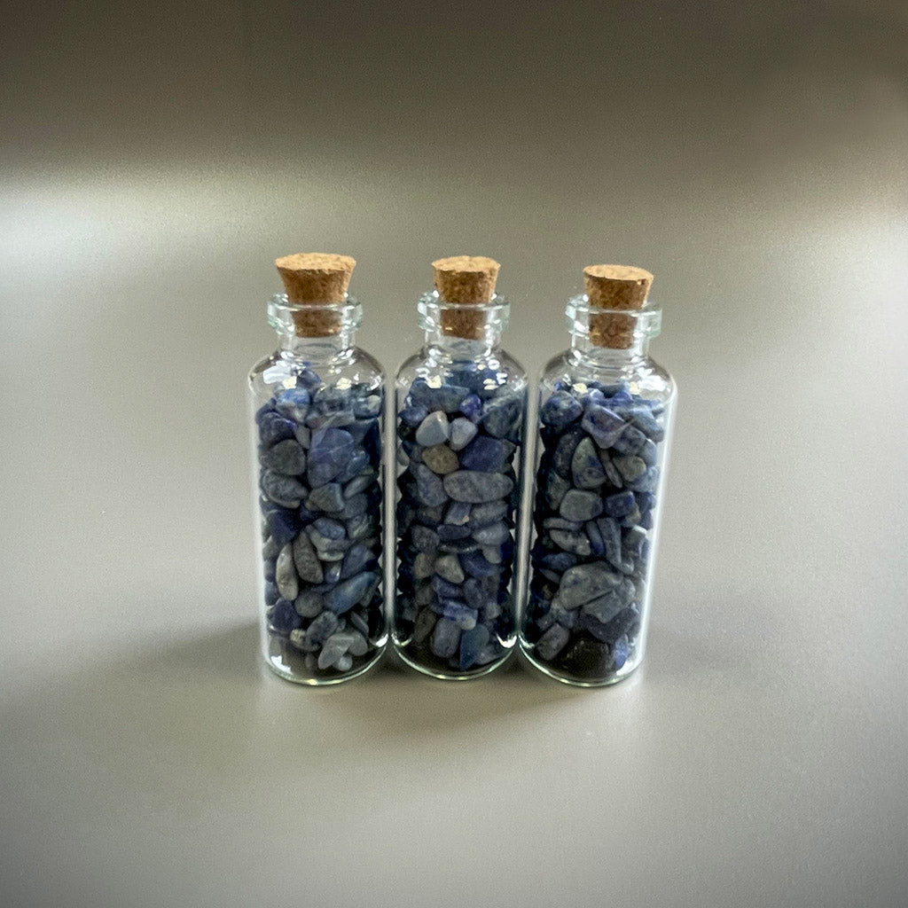 Duże kryształowe butelki życzeń z kamieniami szlachetnymi - Lapis Lazuli