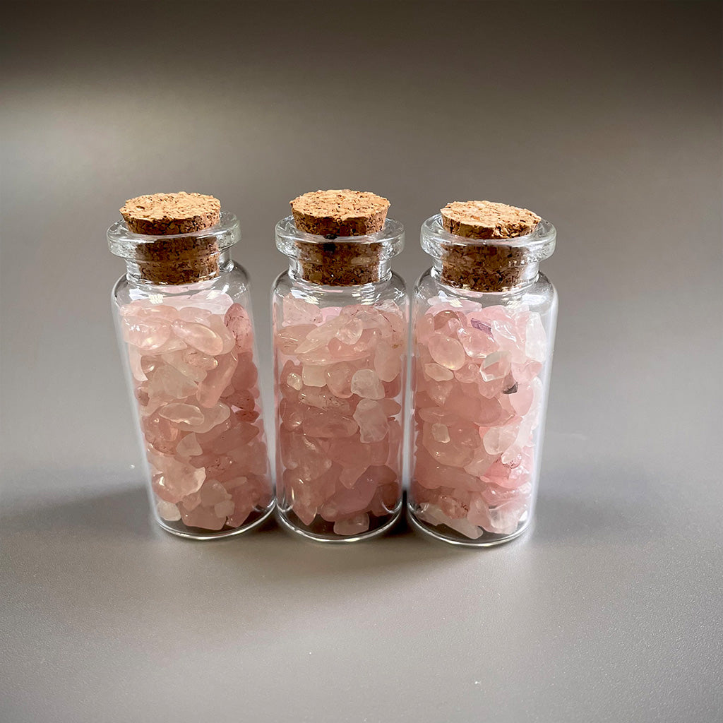 Grandes bouteilles de souhaits en cristal de pierres précieuses x 3 - Quartz rose