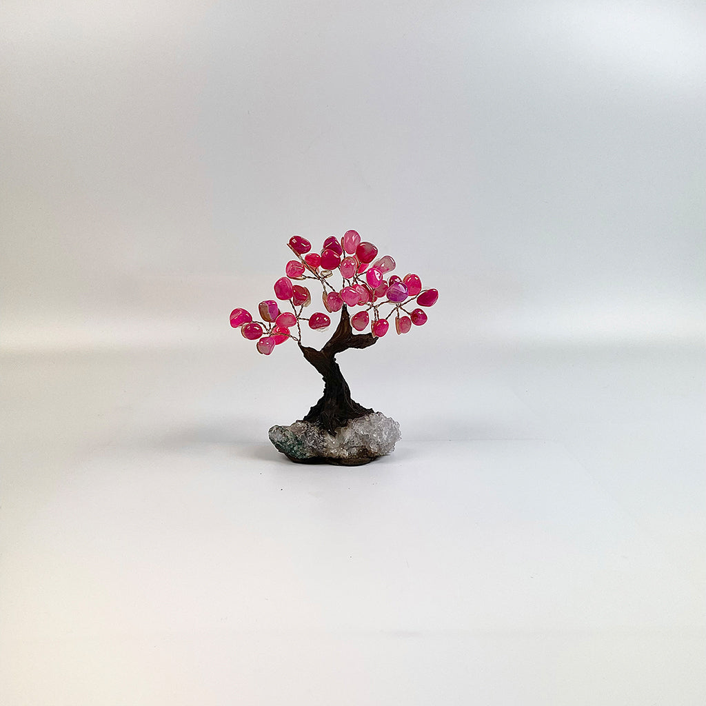 Pink Agate Gemstone Tree 5" - Handmade by Brazil Gems