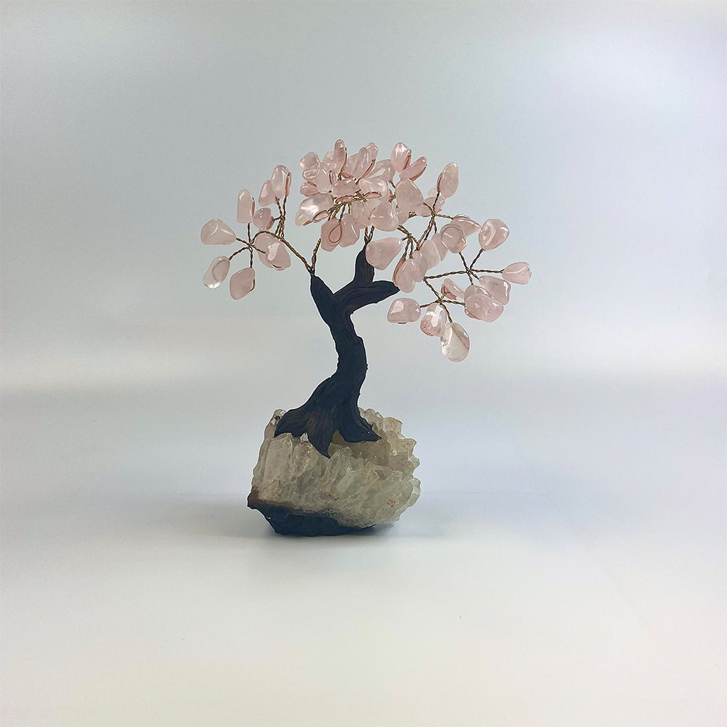 Rose Quartz Gemstone Tree 7" - Handmade by Brazil Gems