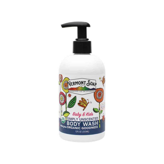 Baby & Kids Simply Unscented Body Wash 12oz / 355ml - Vermont Soap-Live in the Light Naturally Ltd
