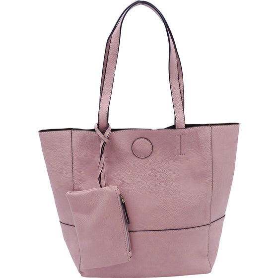 Raw Edge Tote Handbag With Coinpurse - Blush