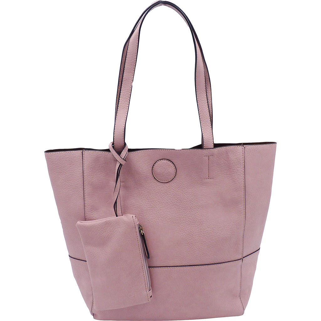 Raw Edge Tote Torebka Z Monetą - Blush