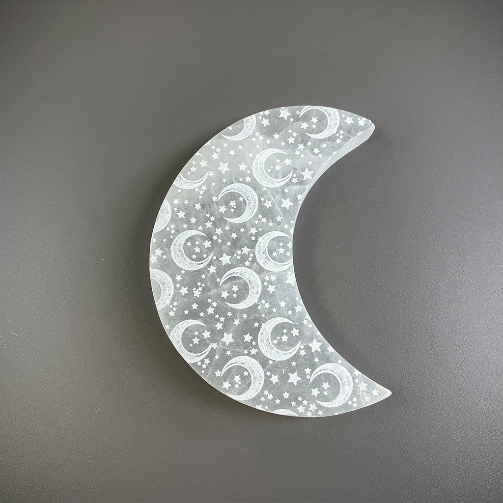 Crescent Moon Selenite Charger - "Celestial Bodies"