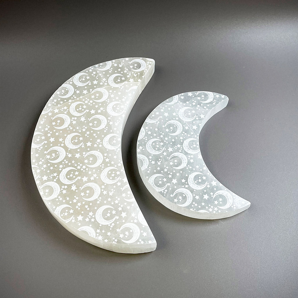 Crescent Moon Selenite Charger - "Celestial Bodies"