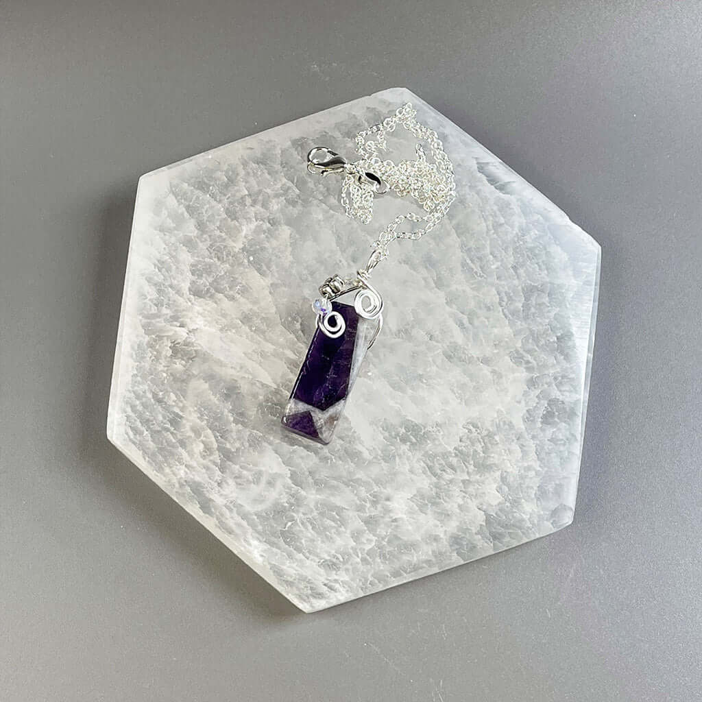 Dream Amethyst Floral Top Pendant - Handmade