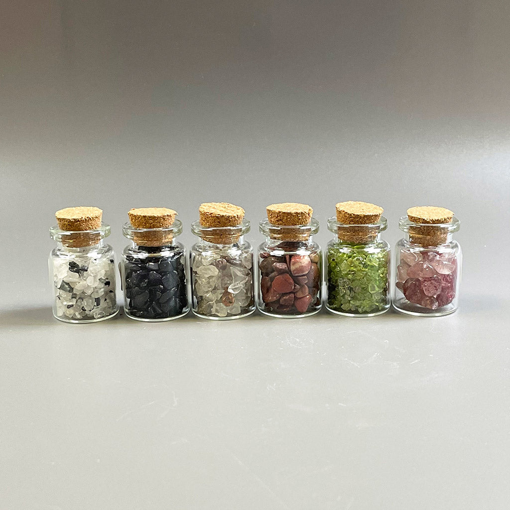 Gemstone Crystal Wishing Bottle Set of Six 5mls - Set 4