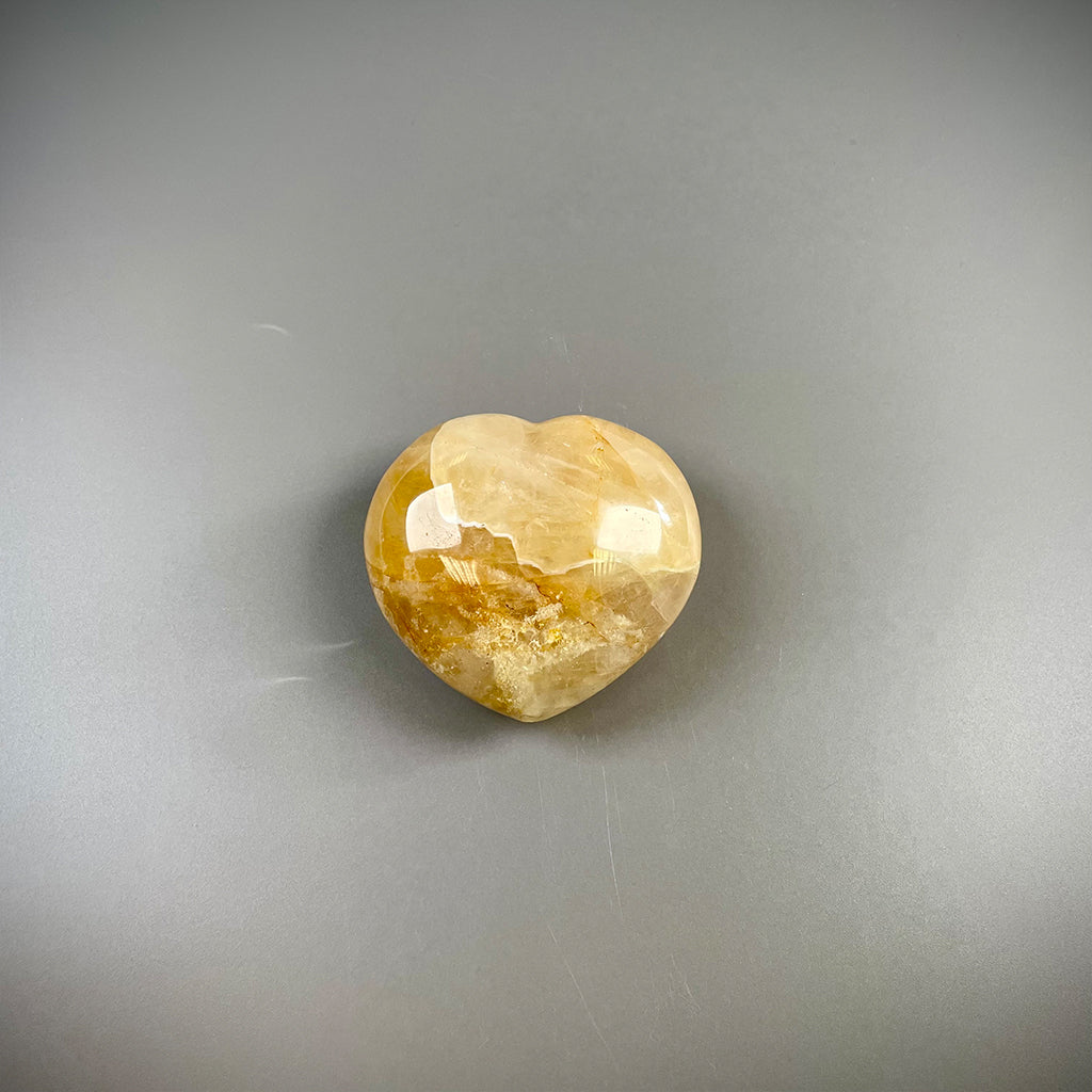 Yellow Hematoid Quartz Crystal Hearts - Golden Healer