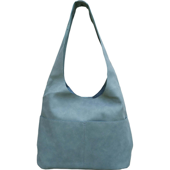 Jenny Faux Suede Hobo - Dusty Blue