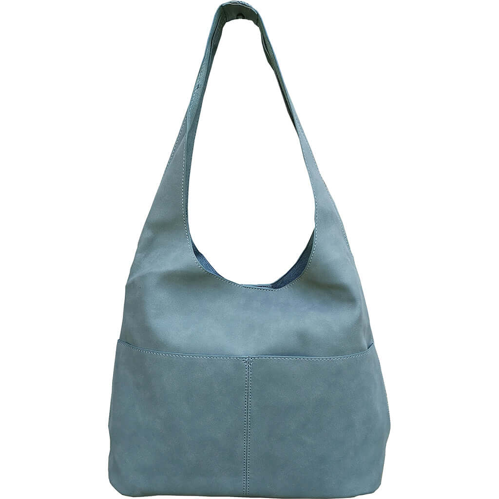 Jenny Faux Suede Hobo - Dusty Blue