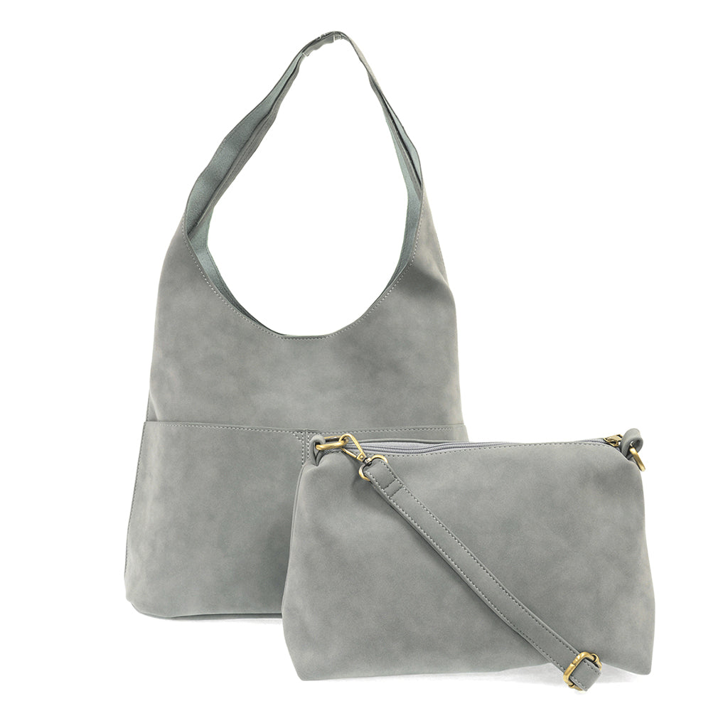 Jenny Faux Suede Hobo - Dusty Blue-Live in the Light Naturally Ltd