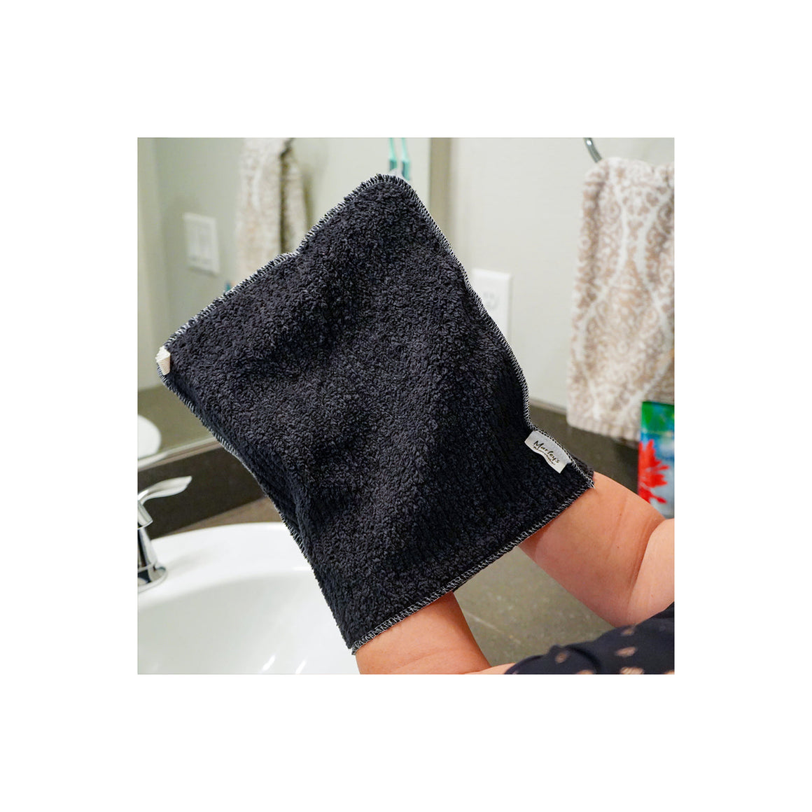 Ręcznik do makijażu – czarny bawełniany szenil