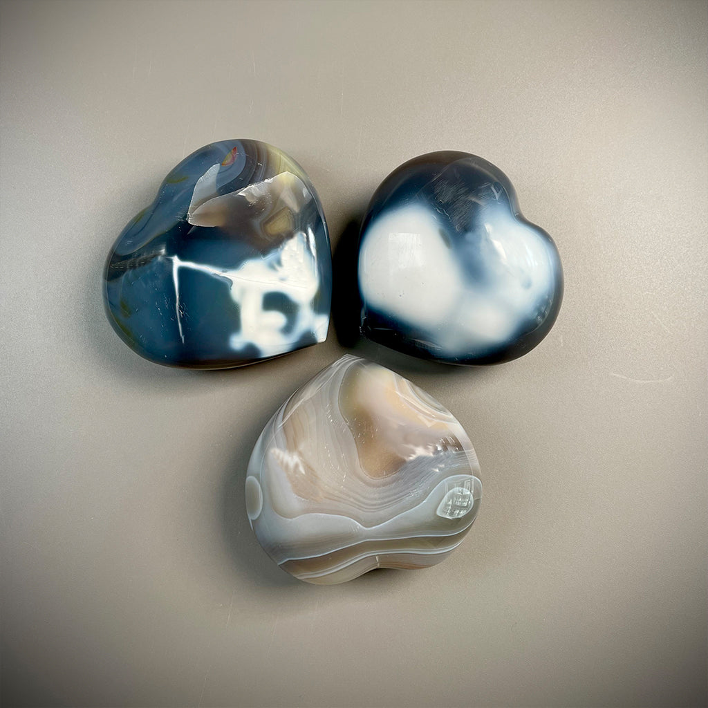 Kryształowe serca z agatu Orca