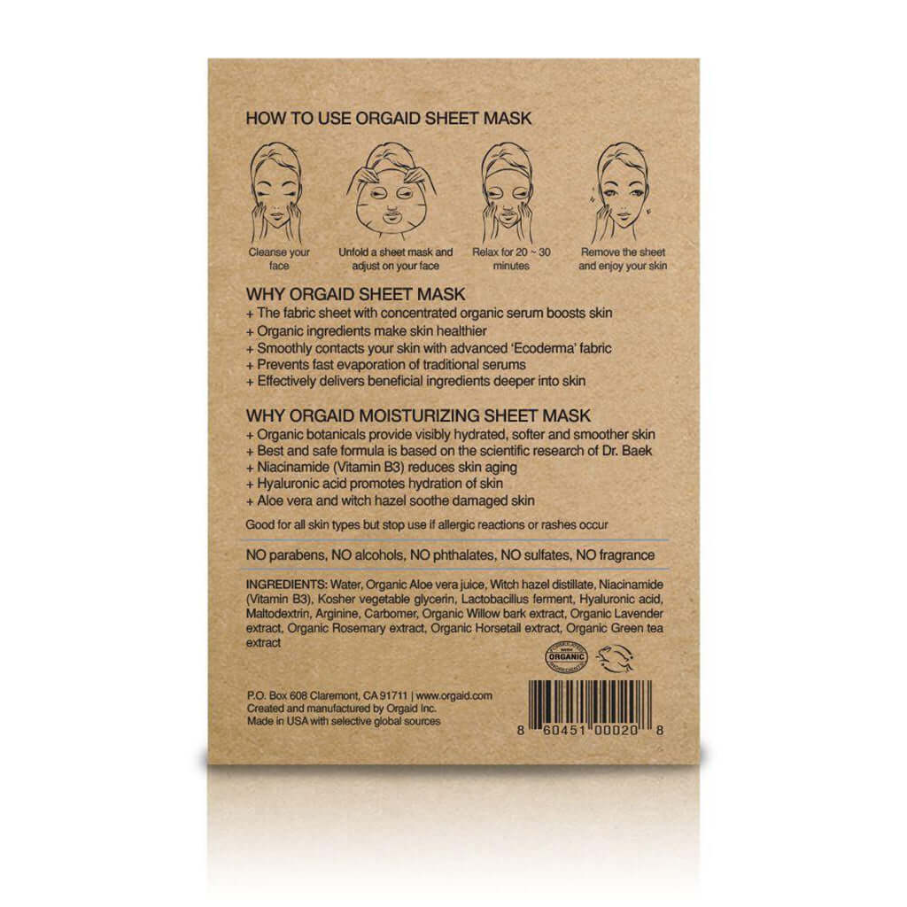Organic Sheet Mask Anti-Aging & Moisturising - 4 Pack