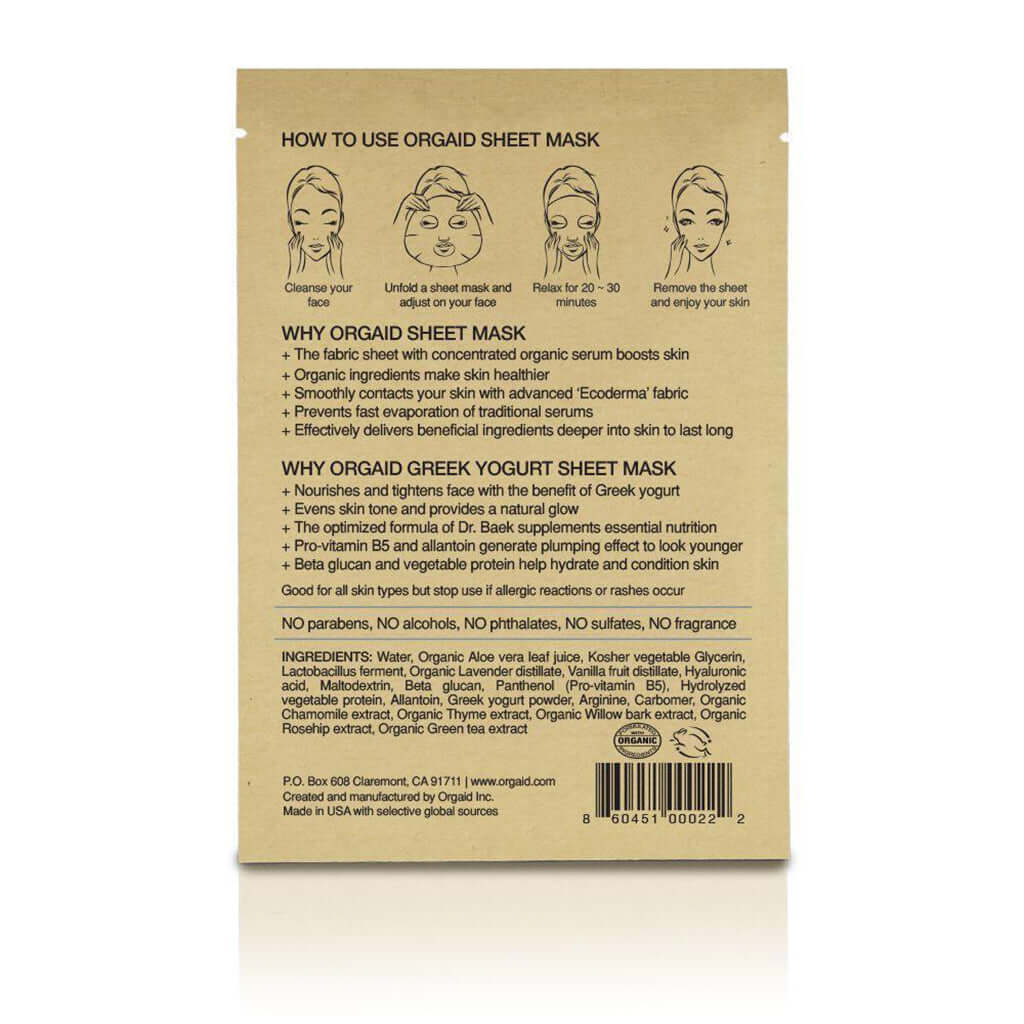Organic Sheet Mask Greek Yogurt & Nourishing - 4 Pack
