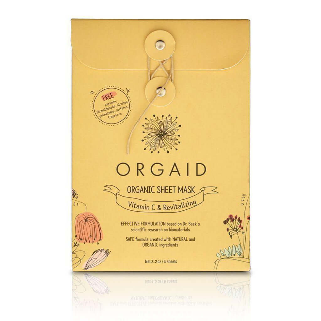 Organic Sheet Mask - Orgaid - Vitamin C & Revitalizing - 4 Pack