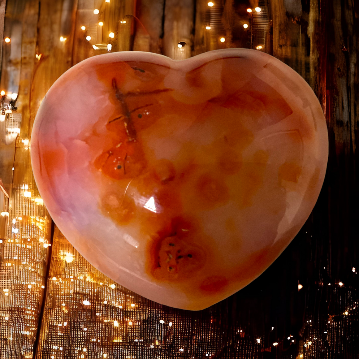 Coeurs de cristal de cornaline orange - Healing Metaphysical