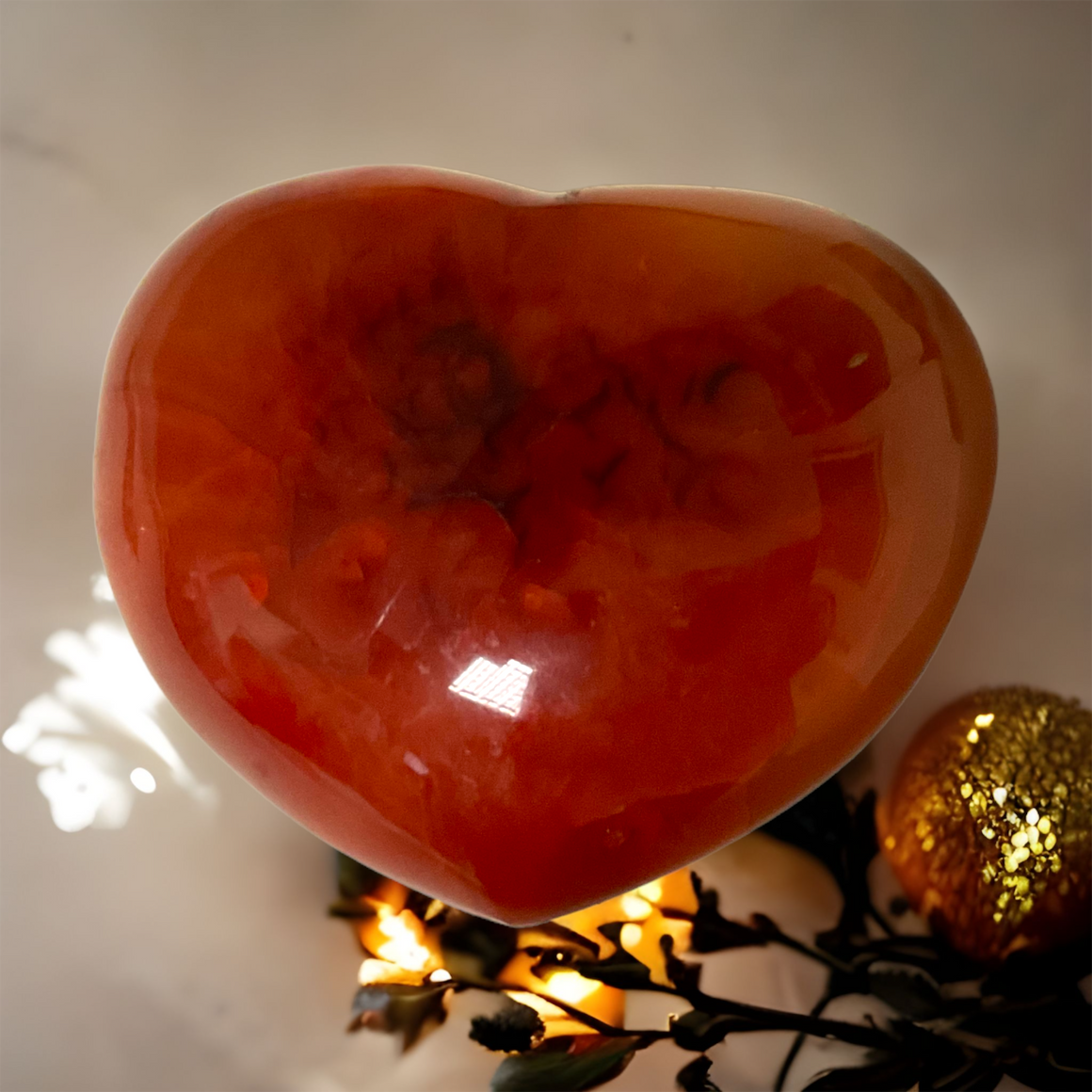 Carnelian Orange Crystal Hearts - Ethically Sourced