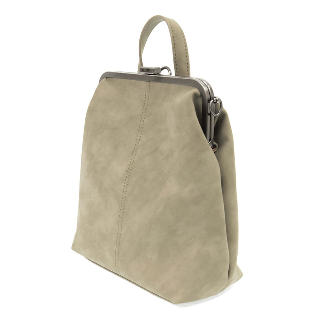 Phyllis Nubuck Frame Convertible Backpack - Cement
