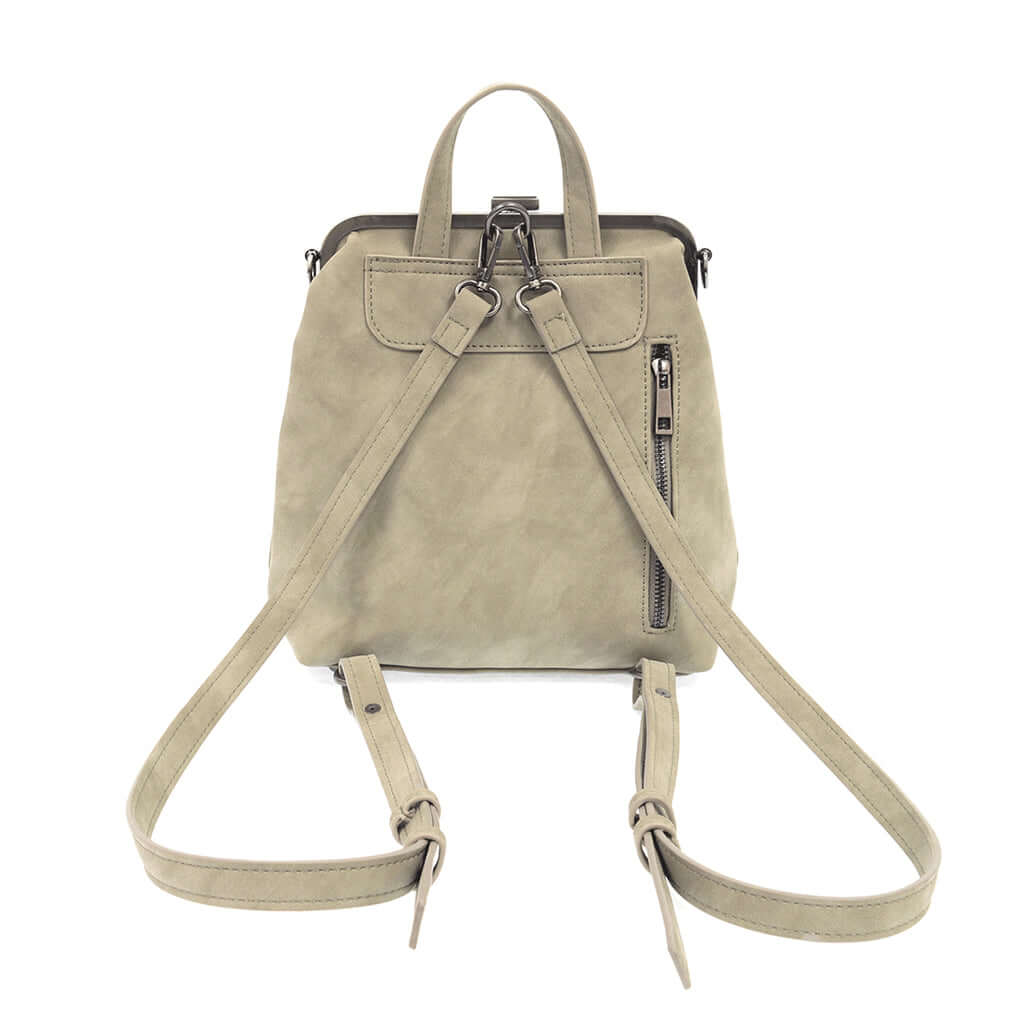 Phyllis Nubuck Frame Convertible Backpack - Cement
